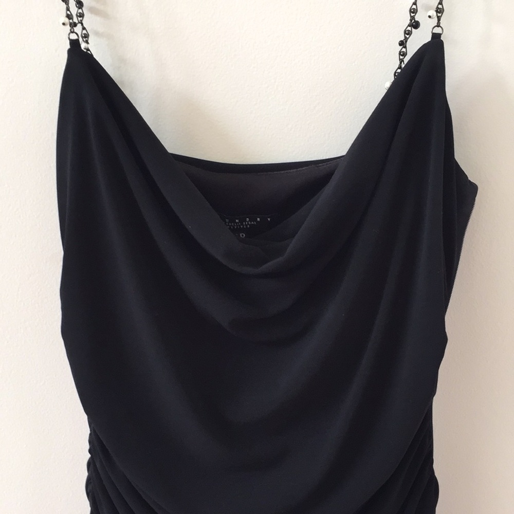 Laundry by Shelli Segal Drape Chain Strap Dress with Jagged Edge Retail for $465 - Picture 2 of 7